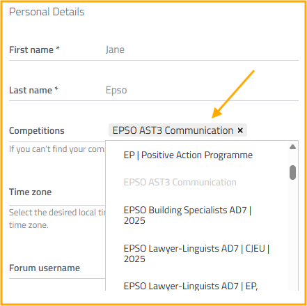 Make sure to update your account profile with your EPSO competition so you get special notifications about discounts and new products.